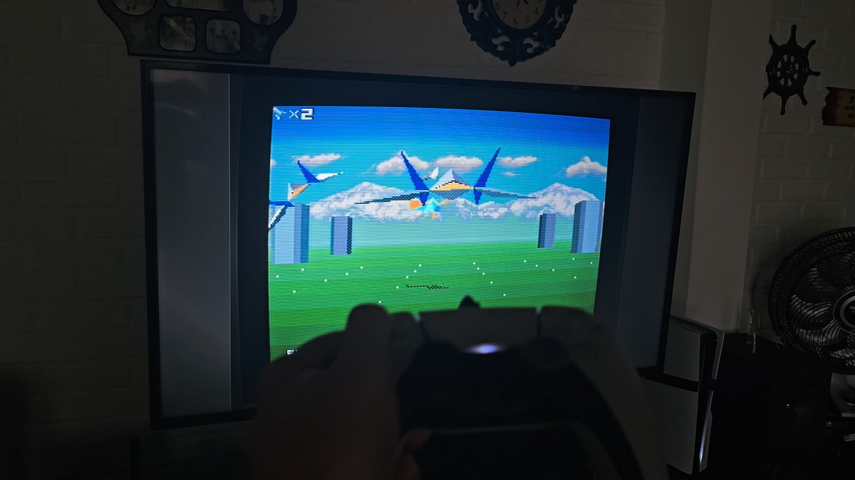 A jailbroken PS5 Pro running a 4K simulation of a CRT screen. Each phorphor sub-pixel is visible up close.
