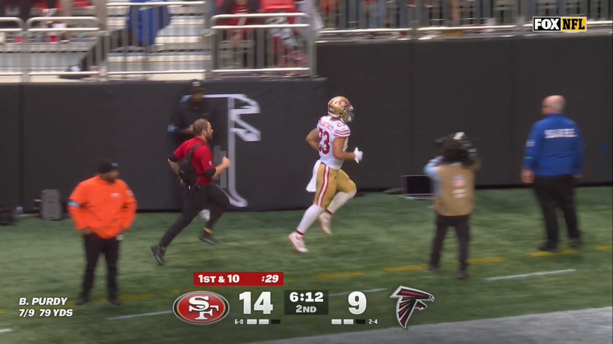 Christian McCaffrey heads to the locker room. (📺 FOX)