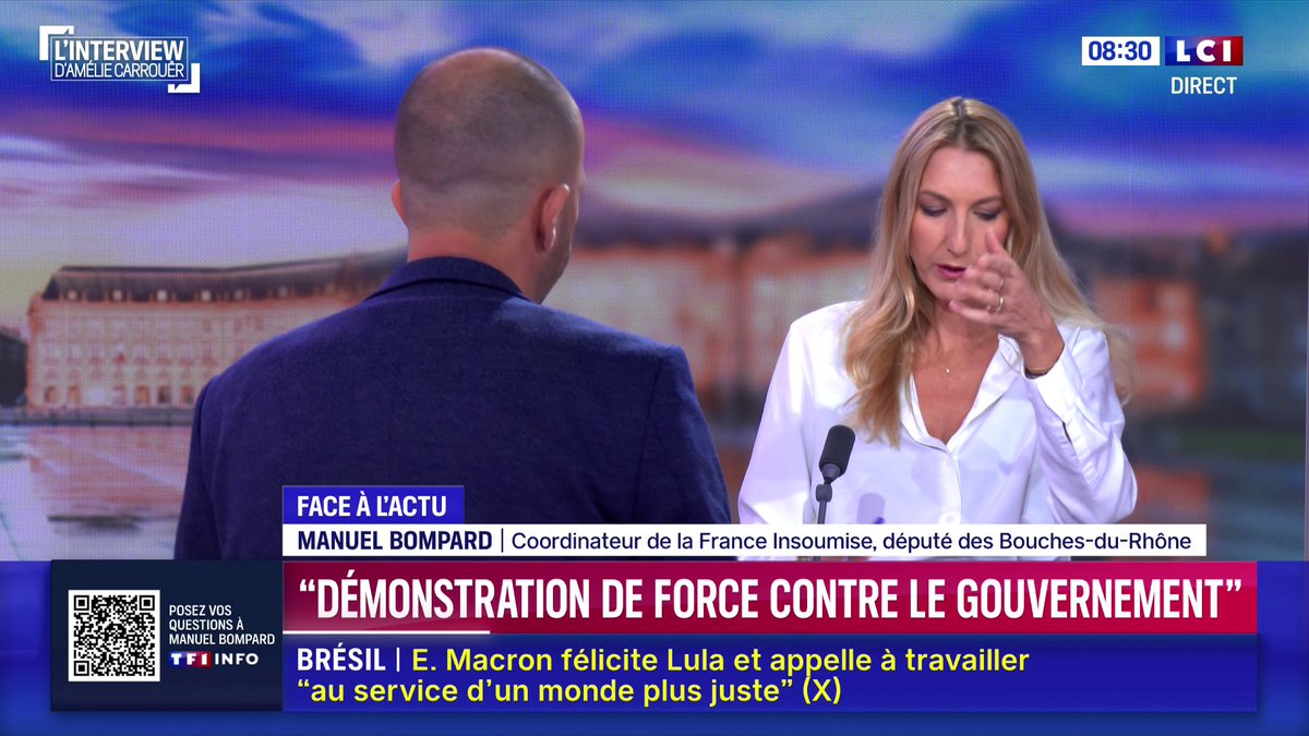 🔴🗣️ "Jordan Bardella est, de mon point de vue, un danger pour la République", déclare Manuel Bompard, coordinateur national de La France Insoumise 📺 L'interview d’Amélie Carrouër