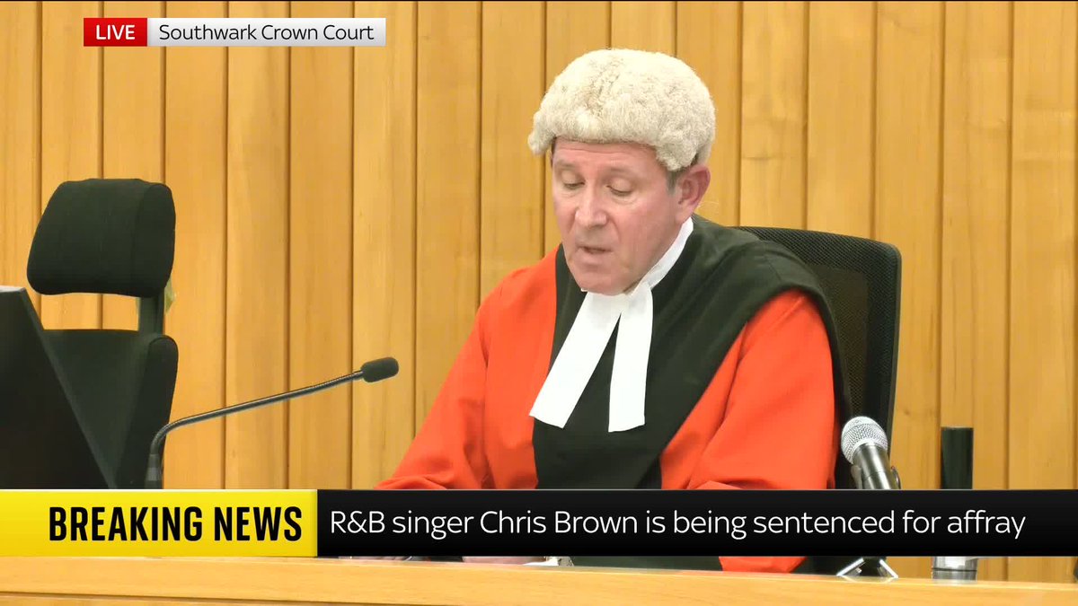 BREAKING: Chris Brown has been sentenced to eight months in prison, suspended for 12 months, therefore avoiding jail time. Brown pleaded guilty to affray over a confrontation at a London nightclub in 2023. 📺 Sky 501