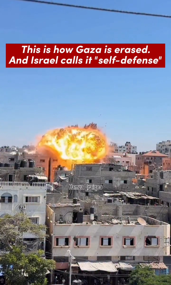 This is how Gaza is being destroyed, building by building, family by family. It's heartbreaking to watch 💔 And they still call it "self-defense". Do you still believe that?