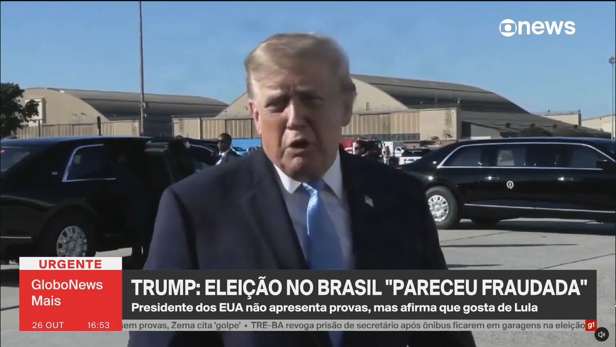 Trump: eleição no Brasil "pareceu fraudada". Presidente dos EUA não apresenta provas, mas diz que gosta de Lula (PT). ➡️ #GloboNewsMais - de segunda a sexta, às 16h, na #GloboNews.