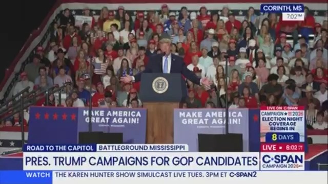 Trump is interrupted by a protester in Mississippi: "Shove that ballroom up your ass!"