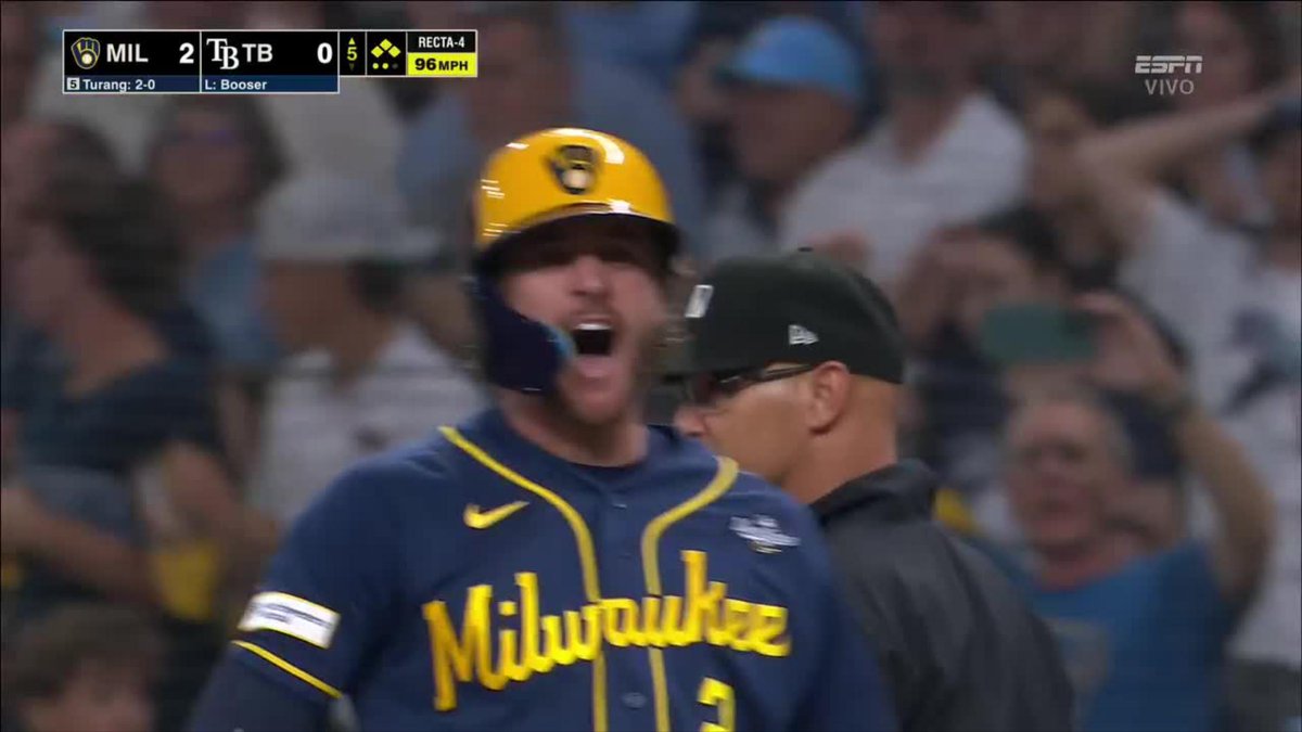 ¡FERIA DE CARRERAS DE LOS BREWERS! 🔥 🤩 En menos de 2 minutos Milwaukee anotó 5 carreras. EN VIVO por ESPN y #DisneyPlus Premium. 📺