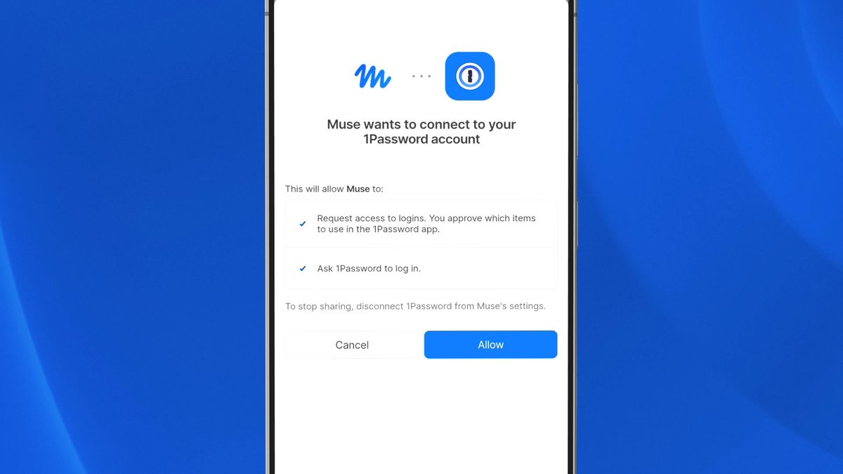 Muse, from Meta, can now sign in without seeing your passwords. With 1Password for Muse, you can approve the login Muse needs and let 1Password handle the sign-in. Muse stays on task, and your passwords stay protected. Now available on Android and web, with iOS coming soon. 🔐