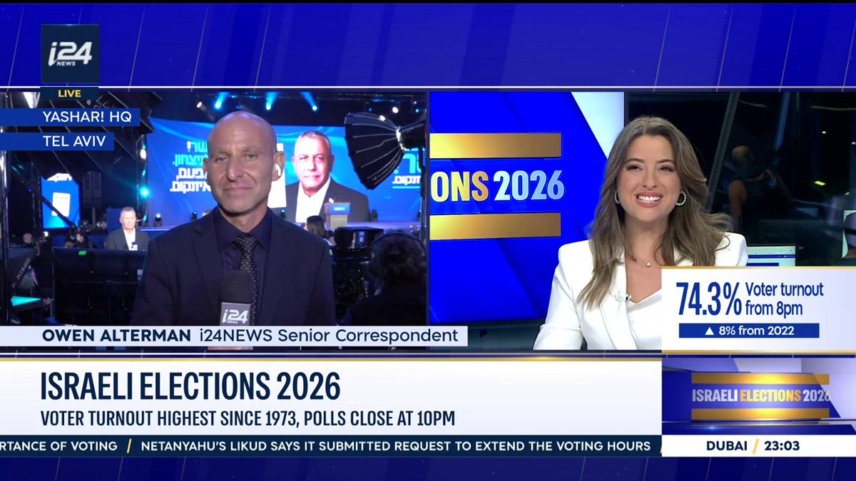 'There is a report in Israel that three polling places in an Arab town in the north have closed because 100% of eligible voters in those areas have voted. The numbers are absolutely astounding.' Senior Correspondent Owen Alterman joins Natasha Raquel Kirtchuk