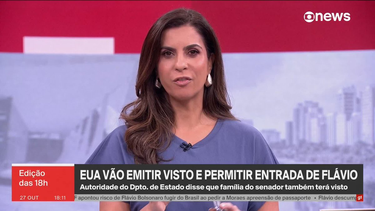 URGENTE: EUA darão visto para Flávio Bolsonaro. ➡️ #Edição18 - de segunda a sexta, às 18h, na #GloboNews.