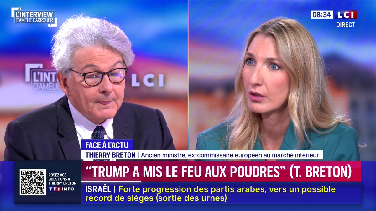 🔴🗣️ "Je suis convaincu que tout ce qui peut affaiblir l’Europe, est aujourd’hui mis en œuvre, d’abord par Vladimir Poutine mais aussi par Donald Trump" : Thierry Breton 📺 L'interview d’Amélie Carrouër