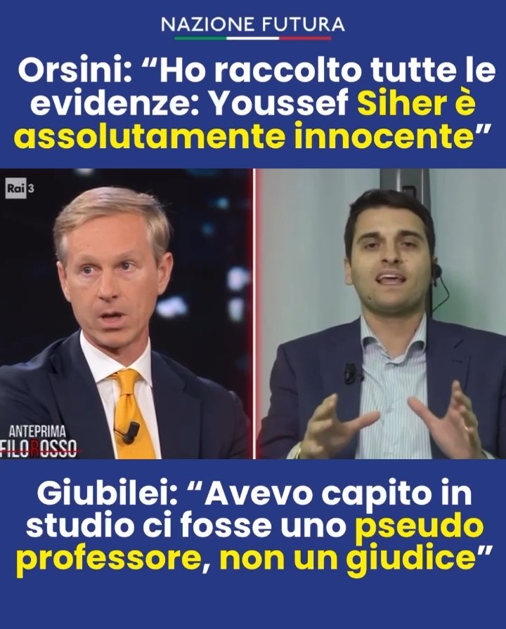 Dice Orsini che il marocchino di seconda generazione Youssef Siher, mente dietro le proteste del 17 ottobre, è “assolutamente innocente” e che “ha raccolto tutte le evidenze”. Se insegna come raccoglie le evidenze siamo messi bene.