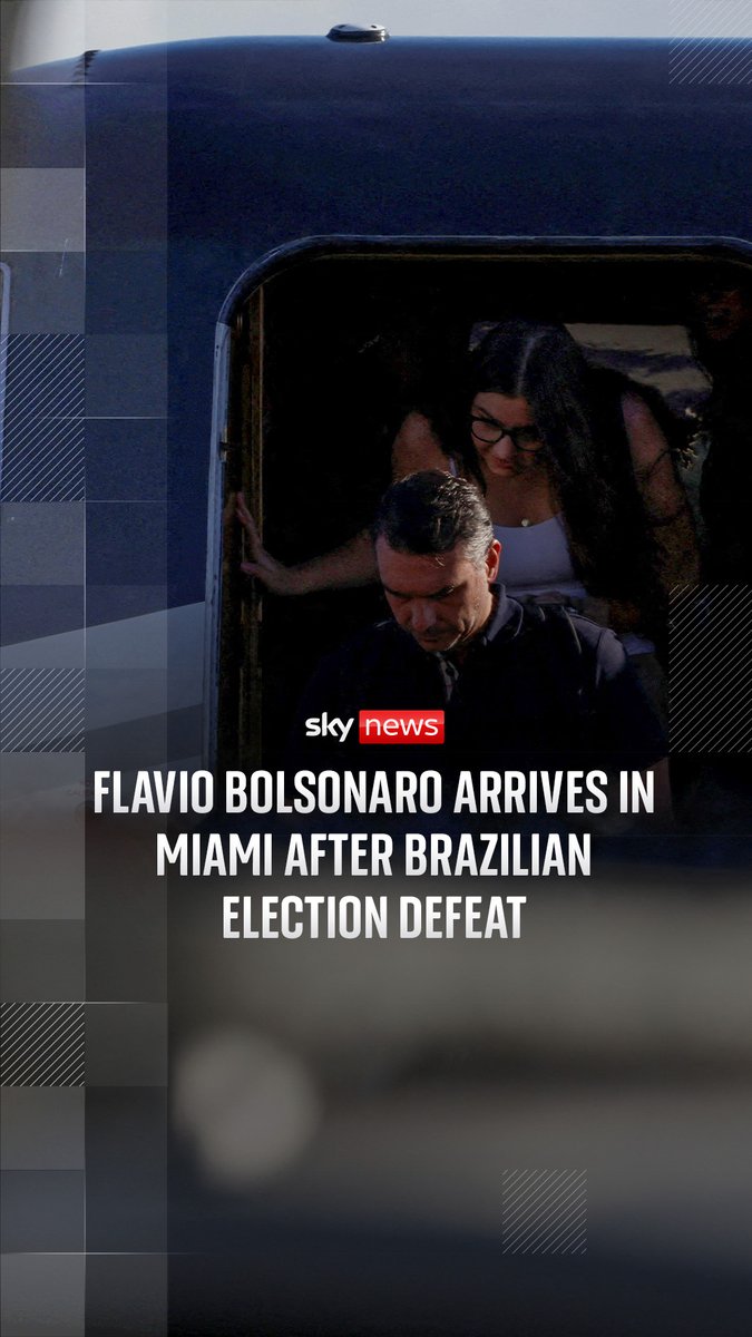 Flavio Bolsonaro and his family have arrived in the US after fleeing Brazil following his defeat in a presidential election run-off. Bolsonaro was seen getting off a private plane at an airport in Miami on Wednesday morning.