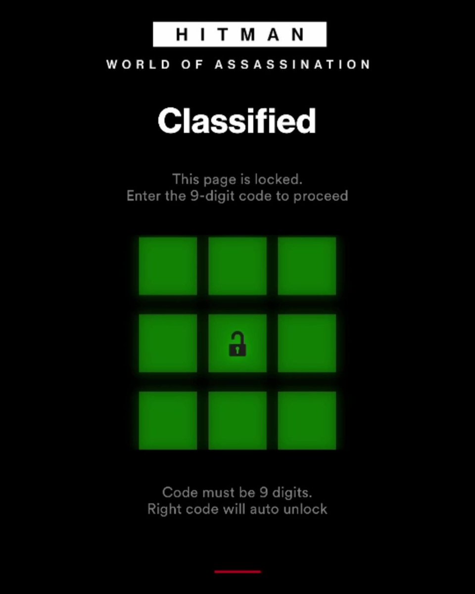 The code has been cracked. 🔓 Your next target has been revealed. 🎯 942730851 Enter the code here for the reveal: #HITMAN #Agent47