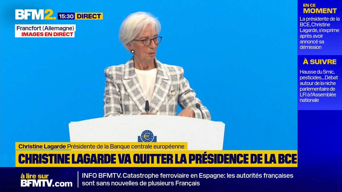 "Je veux avoir la liberté de parole", déclare Chrisitine Lagarde après l'annonce de son départ de la BCE #BFM2