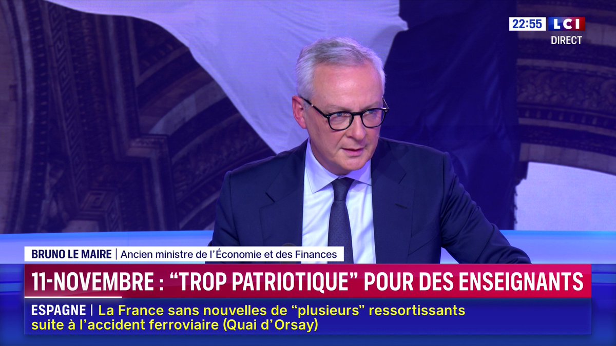 Des syndicats enseignants appellent au boycott des cérémonies du 11 novembre dans les écoles : "Quelle défaite morale (...) ça me révolte", réagit Bruno Le Maire face à Darius Rochebin sur LCI.