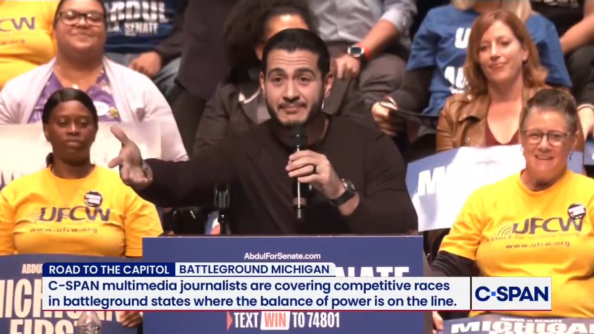 U.S. Sen. candidate Dr. Abdul El-Sayed (D-MI) responds to Trump's comment that he should go through metal detectors if elected: "I'll go through a metal detector if you'll sit for a lie detector... My first question, Epstein. Second question, did you win the 2020 election?"