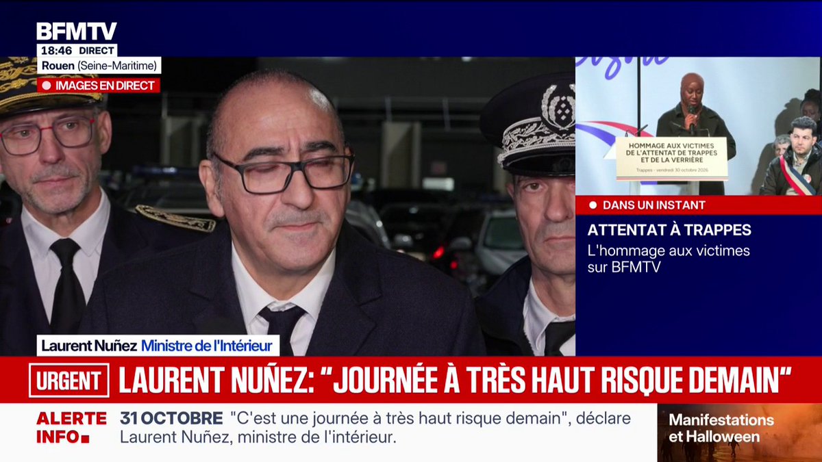 Manifestation du 31 octobre: "On va faire appel", réagit Laurent Nuñez à l'autorisation du parcours Bastille-Nation à Paris
