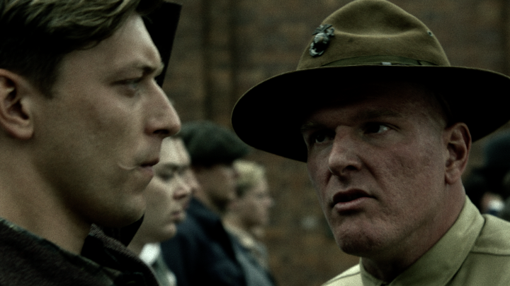 Pat McAfee in action as the drill instructor in THE MOSQUITO BOWL, in theaters now. Pat McAfee