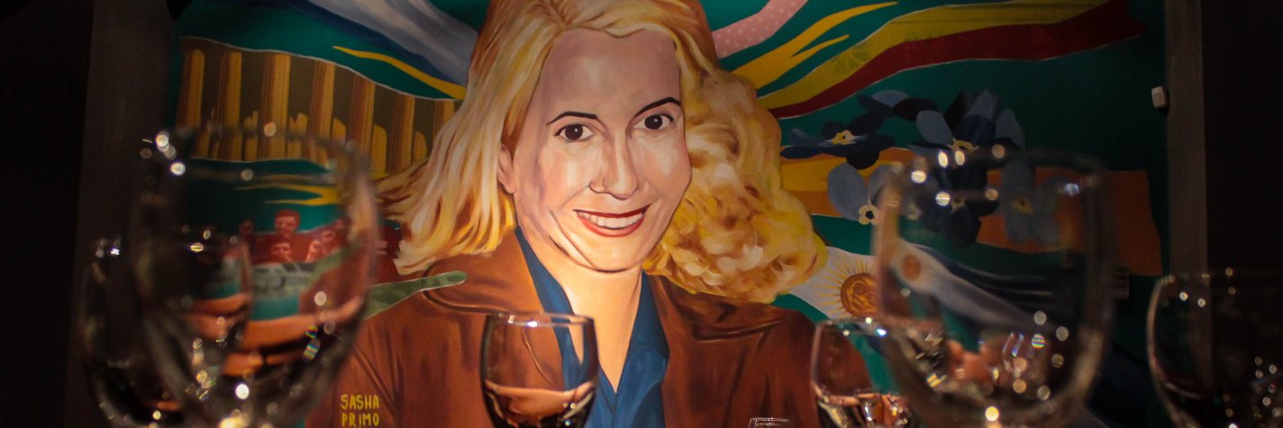 El Santa Evita's banner