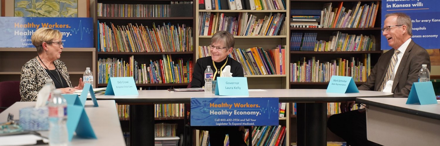 Governor Laura Kelly's banner