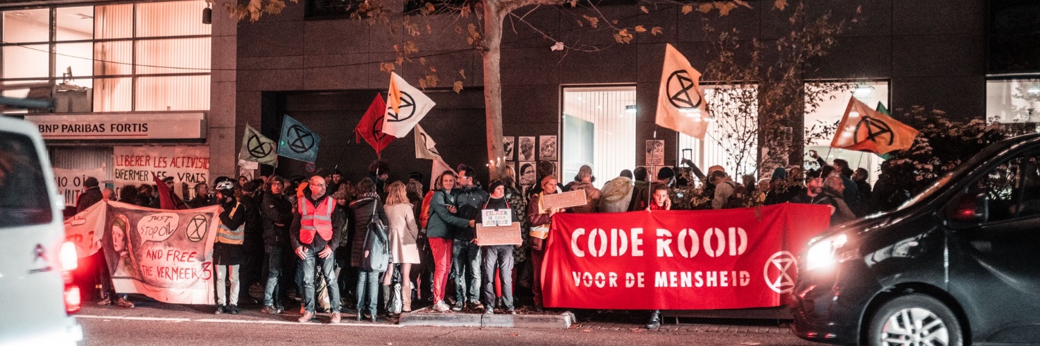 Extinction Rebellion Belgium's banner