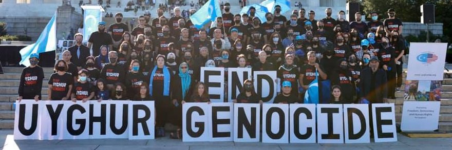 Uyghur American Association's banner