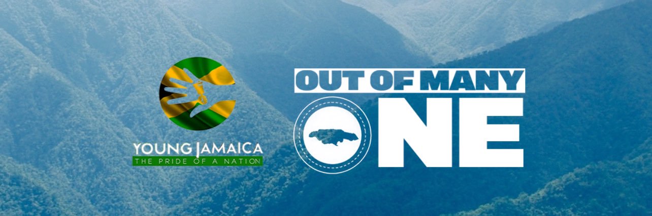 Young Jamaica's banner