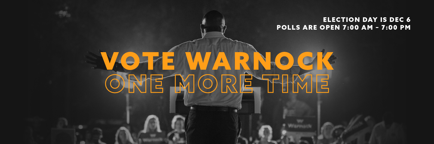 Reverend Raphael Warnock's banner