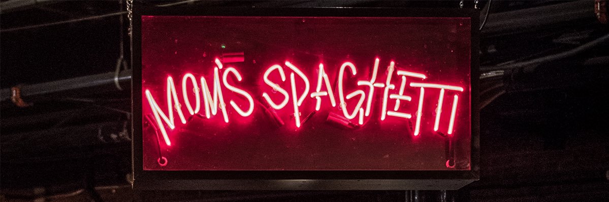 Mom's Spaghetti's banner