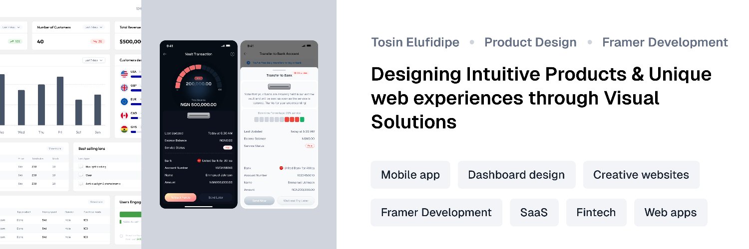 Tosin | Design ● Framer Developer's banner