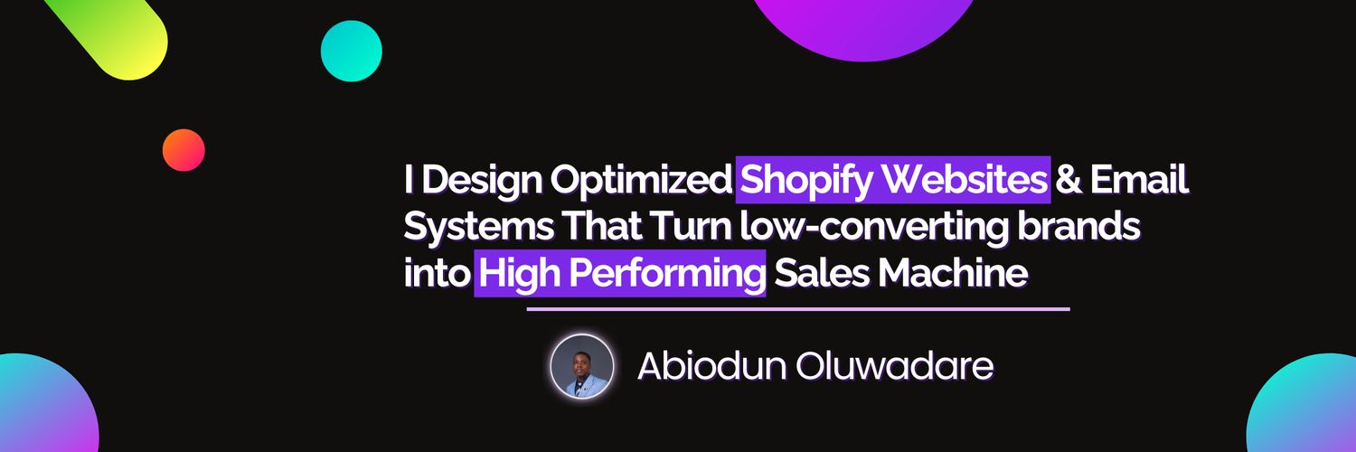 Abiodun • Shopify Website Designer & Dev • Klaviyo's banner
