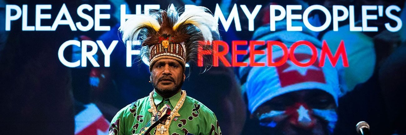 Benny Wenda's banner