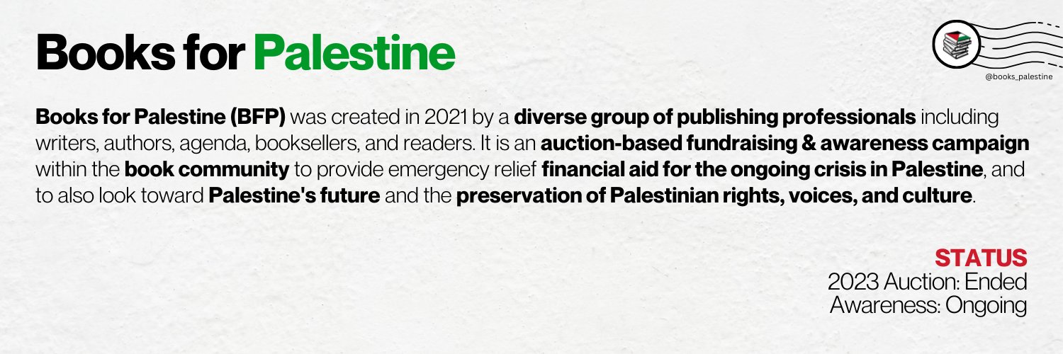 Books for Palestine's banner