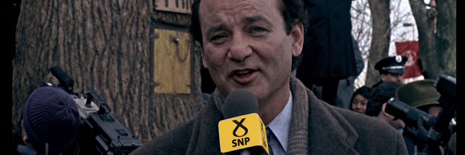 David Birkett SNP's banner