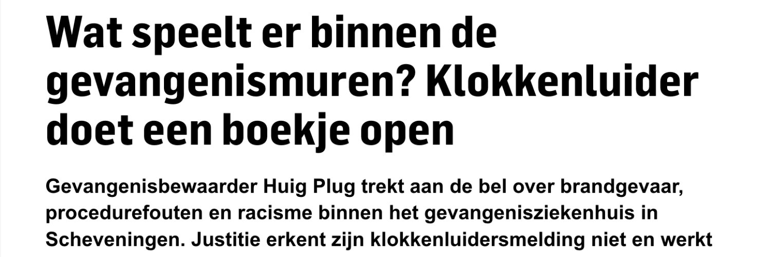 Huig Plug (justitie-klokkenluider)'s banner