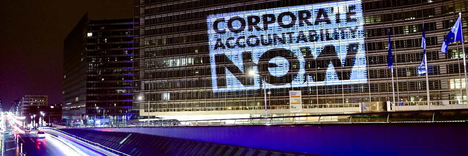 European Coalition for Corporate Justice's banner
