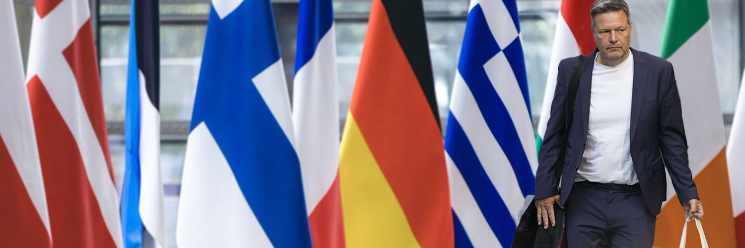 Wirtschaftsminister Parody Robert Habeck's banner