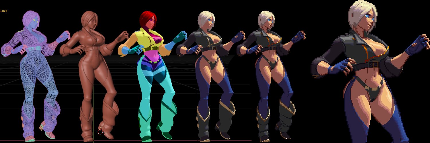 MasterTkof 3D render/ 2D sprites. Comms Open's banner