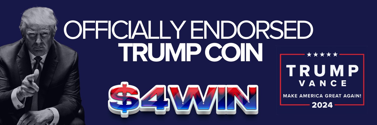 Trump $4WIN's banner