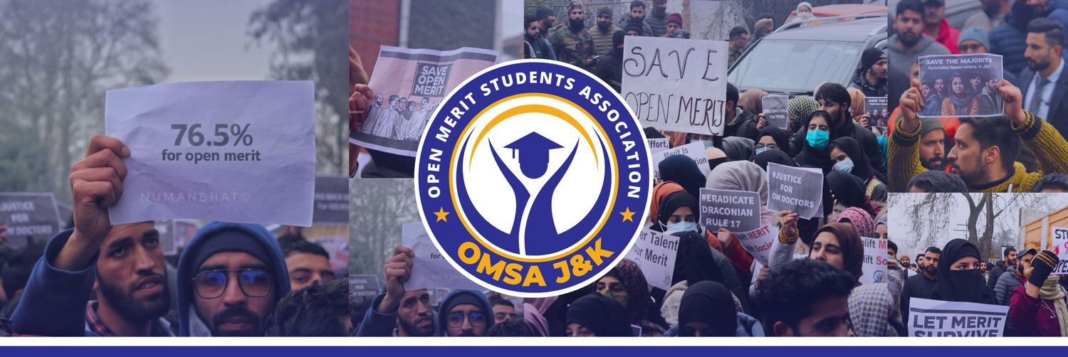 Open Merit Students Association J&K's banner