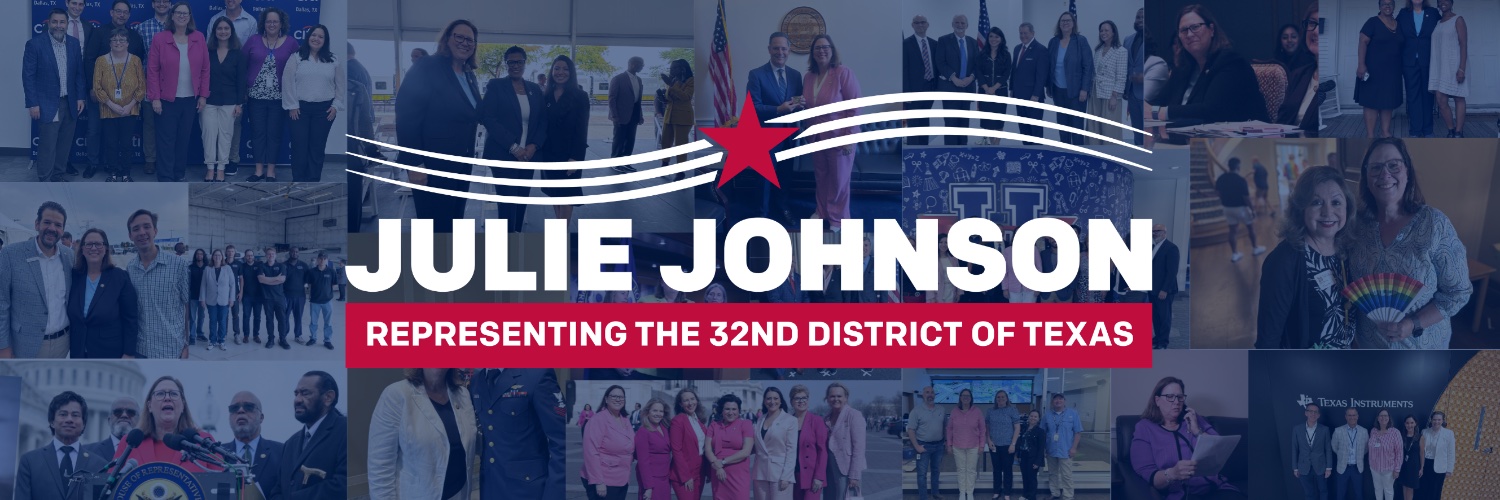 Congresswoman Julie Johnson's banner