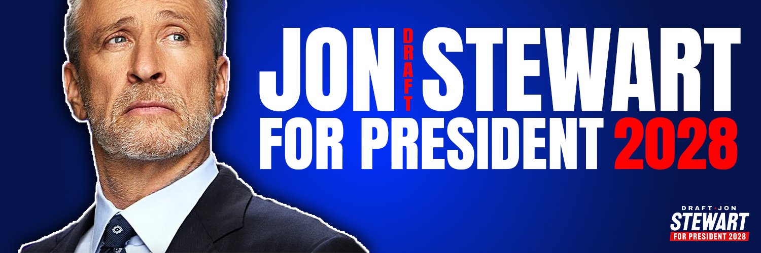 Draft Jon Stewart 2028's banner