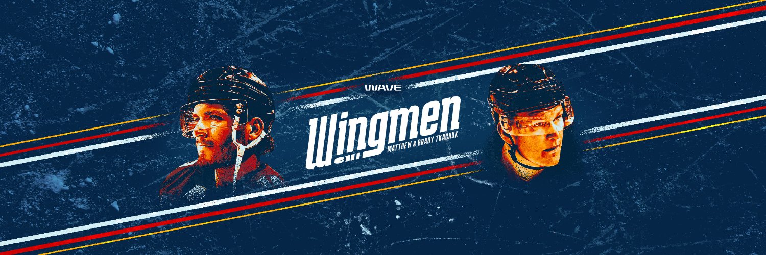 Wingmen with Matthew and Brady Tkachuk's banner