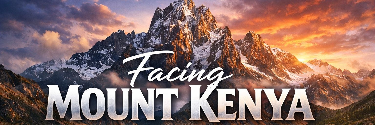Facing Mt Kenya's banner
