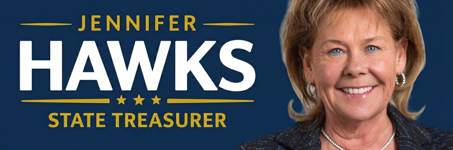 Jennifer Hawks for State Treasurer's banner