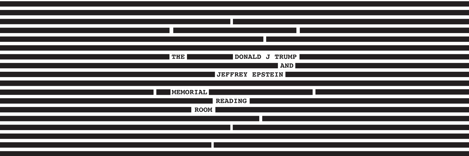 The Trump-Epstein Reading Room's banner