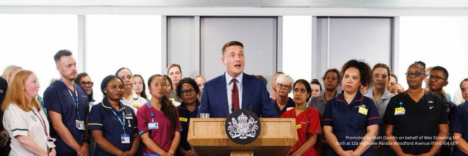 Wes Streeting's banner
