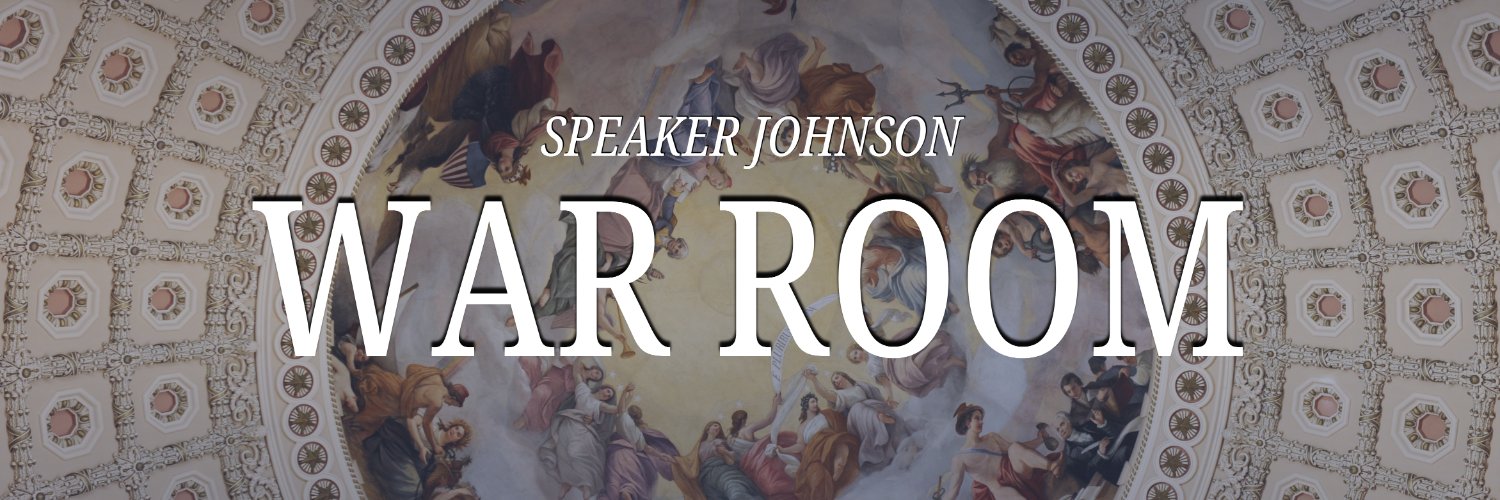 Speaker Johnson War Room's banner