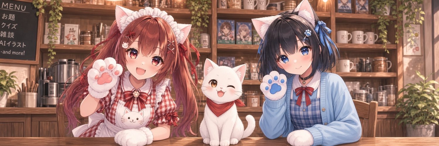 しろぬこカフェ｜アニゲー雑談・ＡＩイラスト's banner