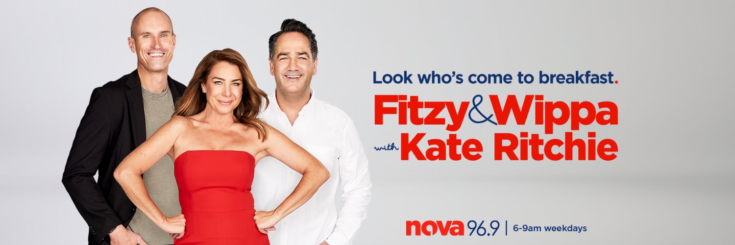Fitzy & Wippa with Kate Ritchie's banner