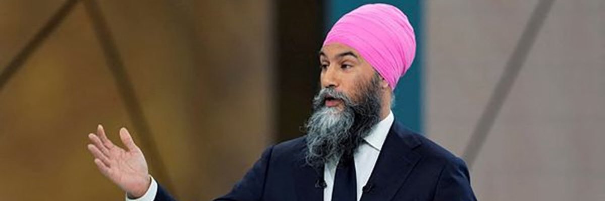 Jagmeet Singh's banner