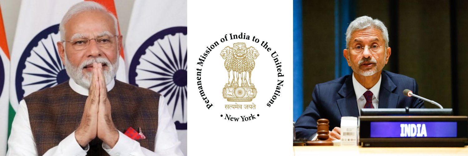India at UN, NY's banner